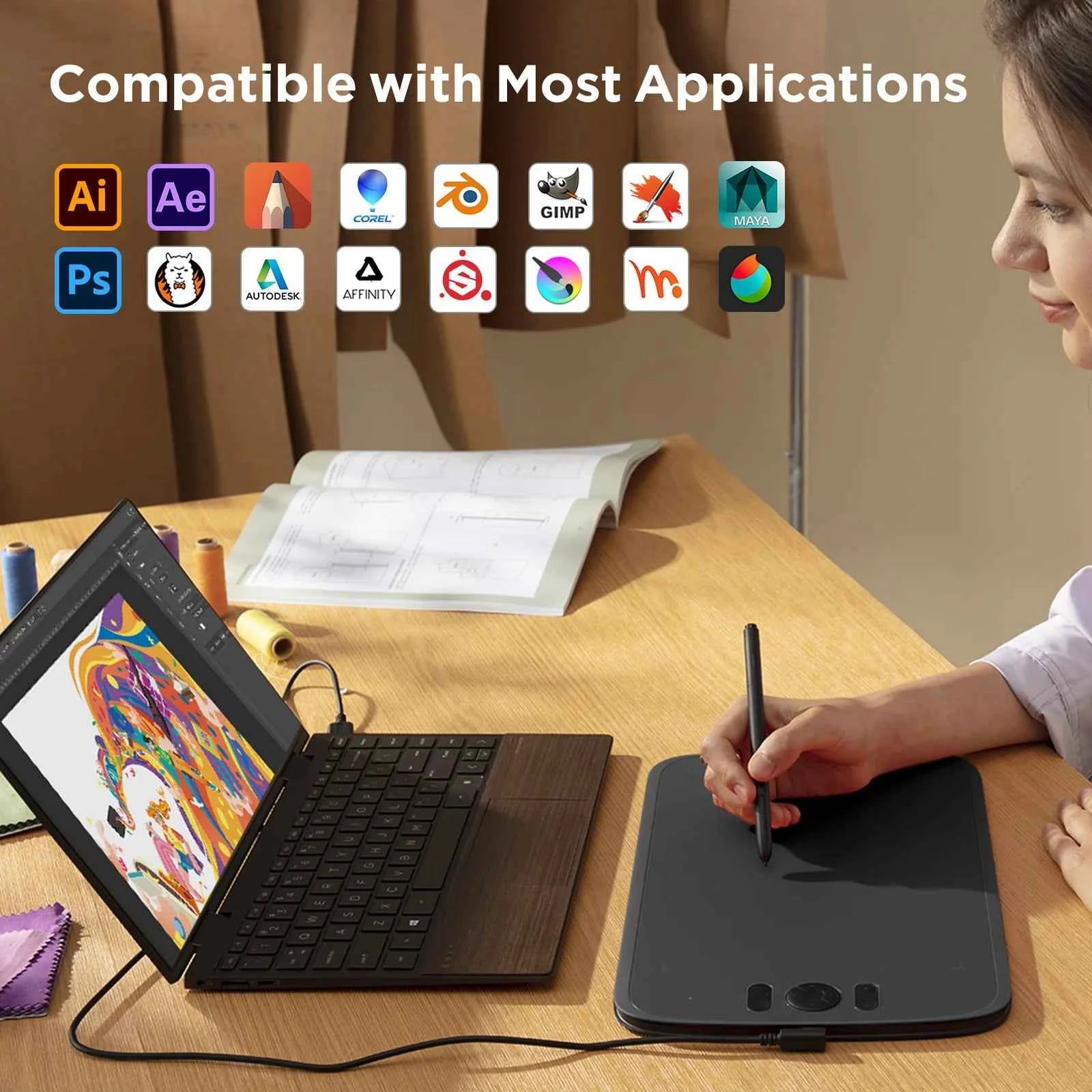 Ugee M808 Drawing Tablet Graphic Table 10 inch Digital Pen Board Writing Pad for Android PC Windows Children Professional Design