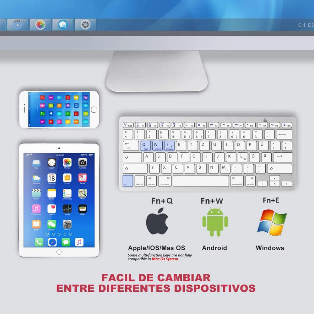 German QWERTZ Layout Bluetooth Keyboard Mouse Combo Wireless Bluetooth Mice Ultra Slim Mute for Mac iPad iOS Android Windows