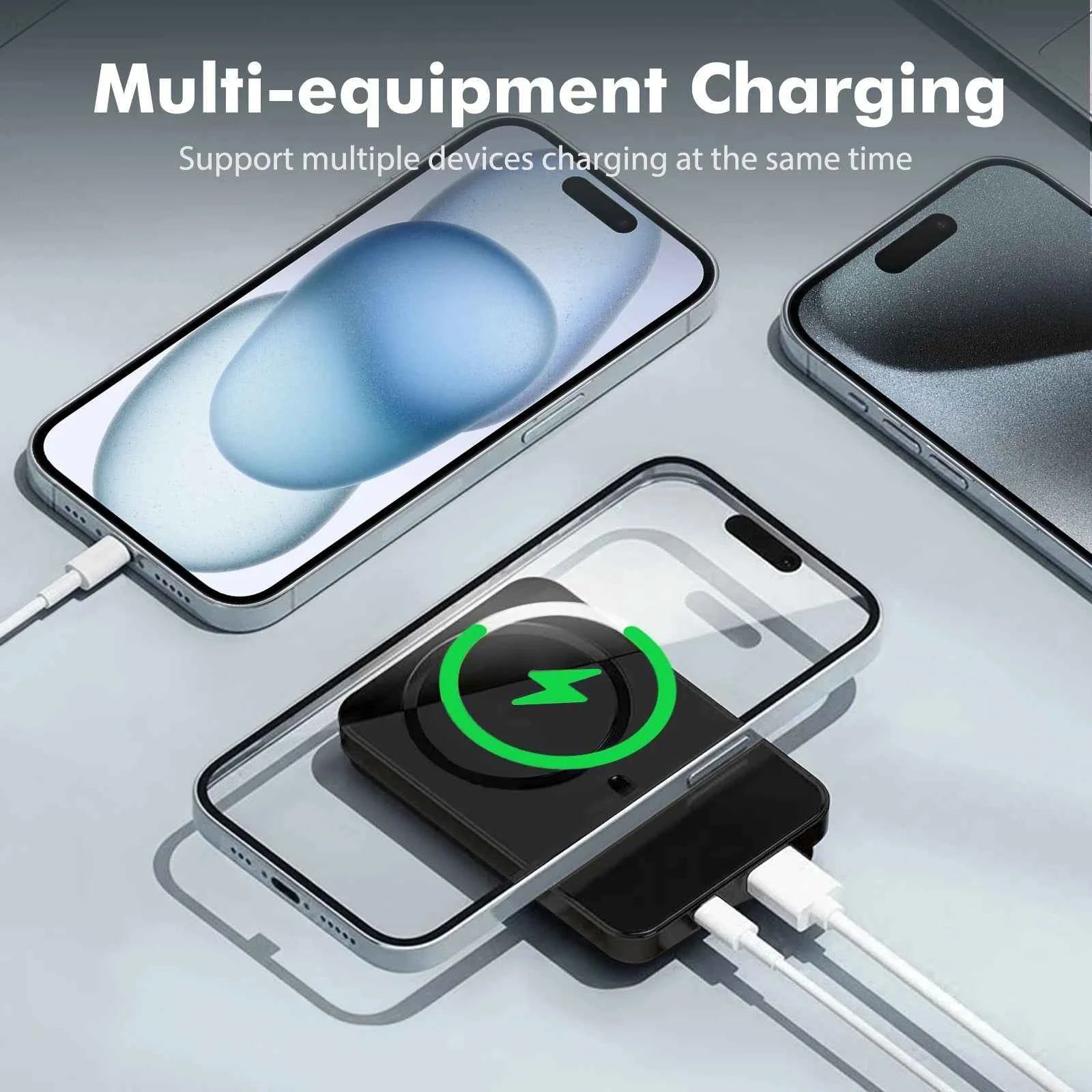 Wireless Power Bank 2-in-1 Magnetic 10000mAh Portable Charger Fast Charging 22.5W LED Power Display For Iphone Xiaomi Samsung