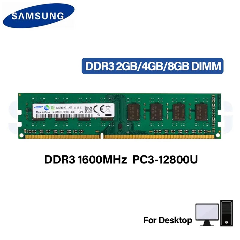 SAMSUNG DDR3 RAM 8GB 4GB 2GB 1600MHz Desktop Memory PC3-12800U DIMM 240Pins 1.5V Memoria RAM DDR3 - WinSupport Tech