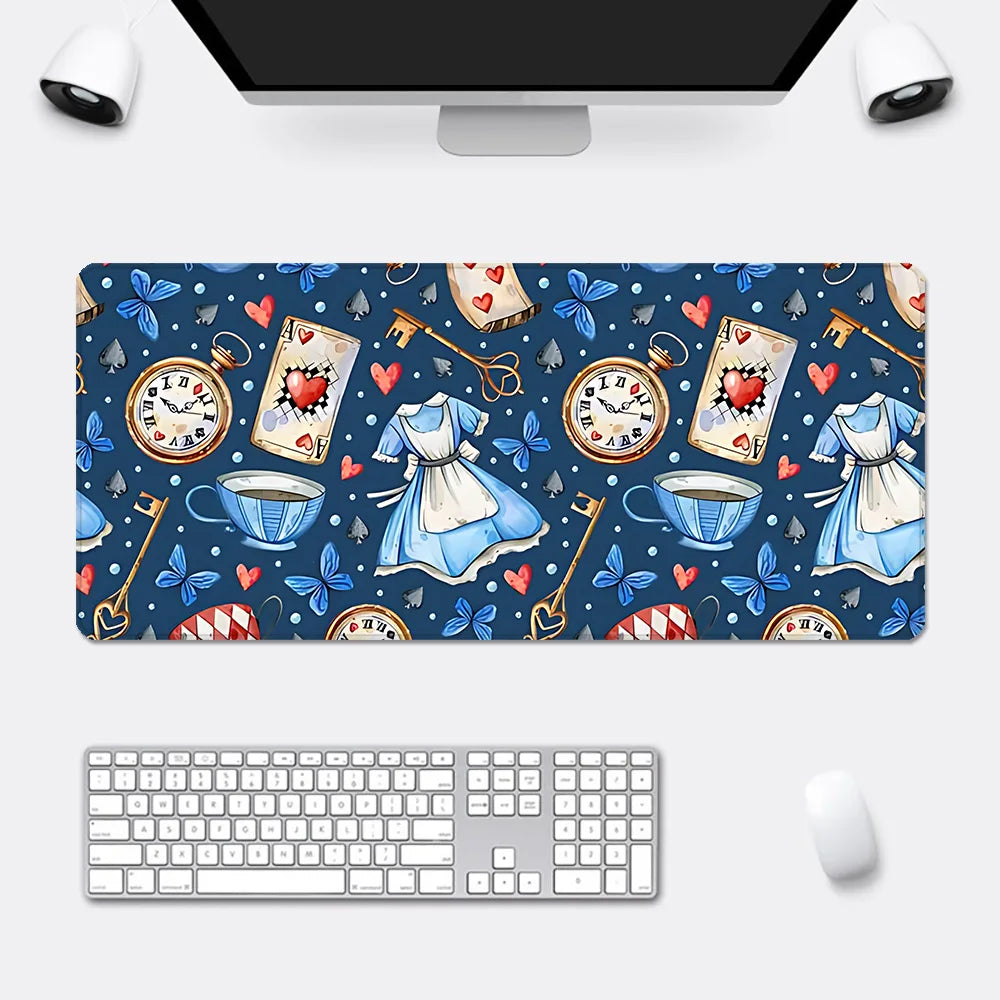 Cartoon Alice in Wonderland Mousepad HD Printing Computer Gamers Locking Edge Non-slip Mouse Pad XXL90x40cm Keyboard PC Desk Pad