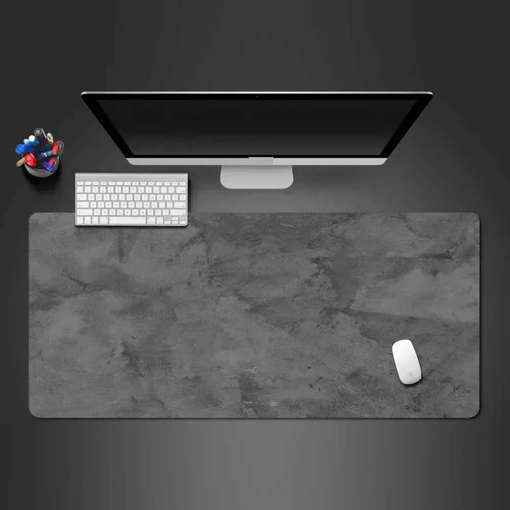Gray Mouse Pad – Large & Small Overlocked XXL Desktop Keyboard Table Pad, Gaming Desk Mat for PC & Computer Accessories