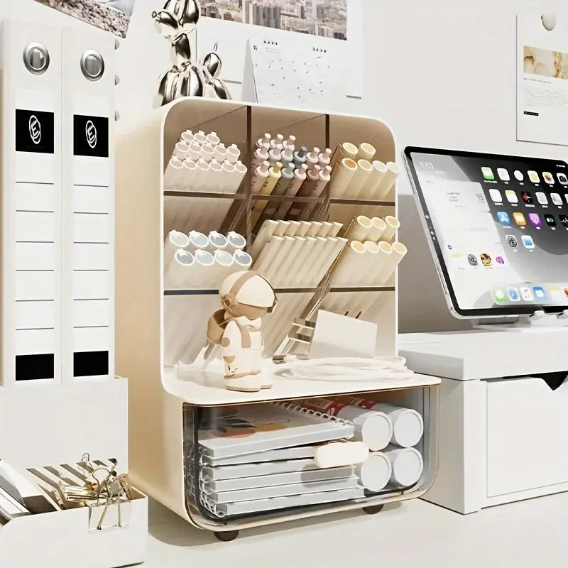 Multi-Layer Desk Organizer Large Capacity Office Accessories Slanted Insert Pencil Holder Storage Box Stationery Supplies School