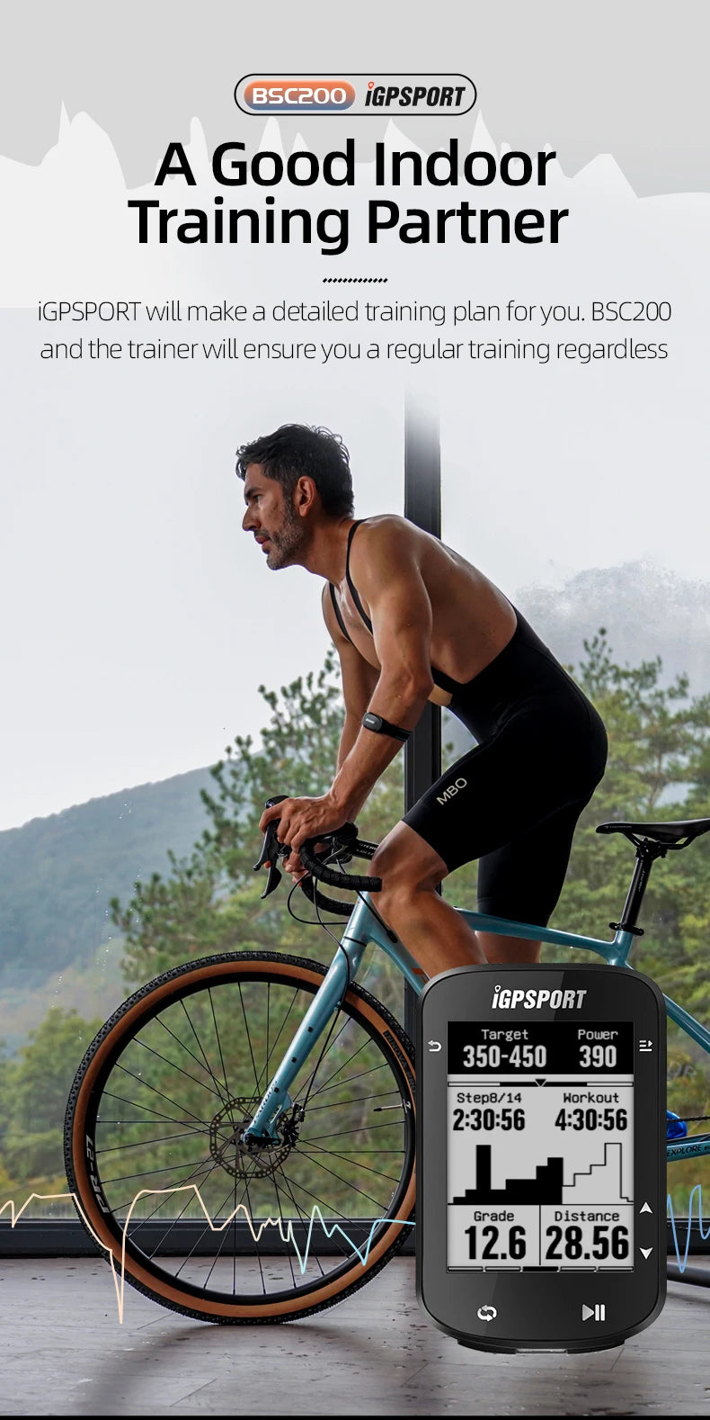 IGPSPORT BSC200 Bike GPS Computer Bike Computer Blue ANT 2.6 Inch Waterproof Wireless Bike Stopwatch Computer Power Meter