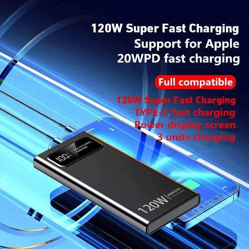 2026 CCC Certified 200000mAh 740Wh 120W Super Fast Charging Power Bank LED Digital Display Long Lasting for iOS Android Laptops