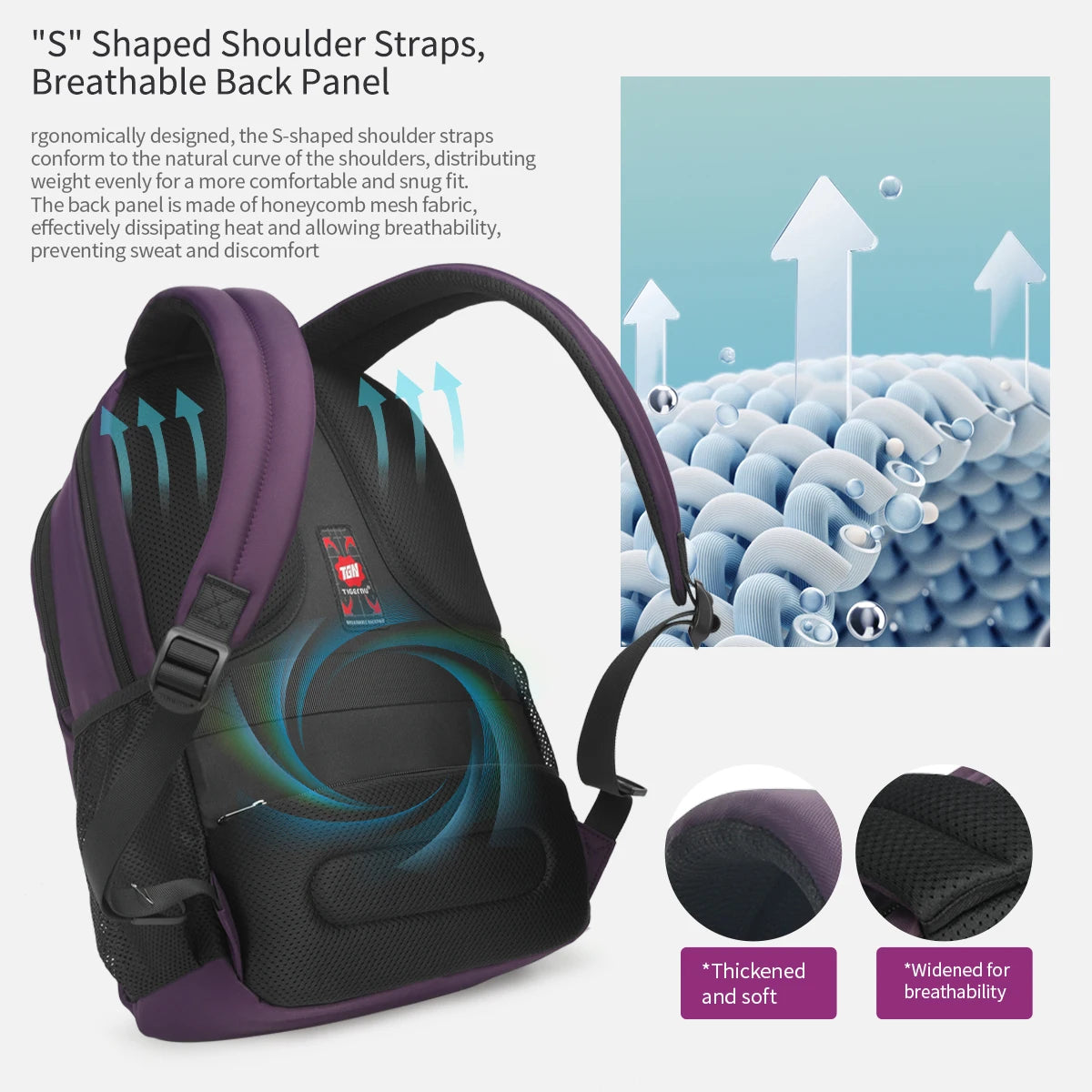 Tigernu Women’s Anti-Theft Laptop Backpack 15.6 Inch – Waterproof Travel & School Backpack for Women, Stylish Purple Laptop Bag