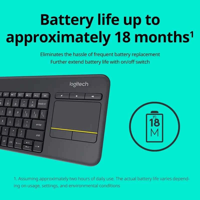 Logitech K400 Plus Wireless Keyboard Touchpad TV Compatible Long Battery Life for Windows Android TV