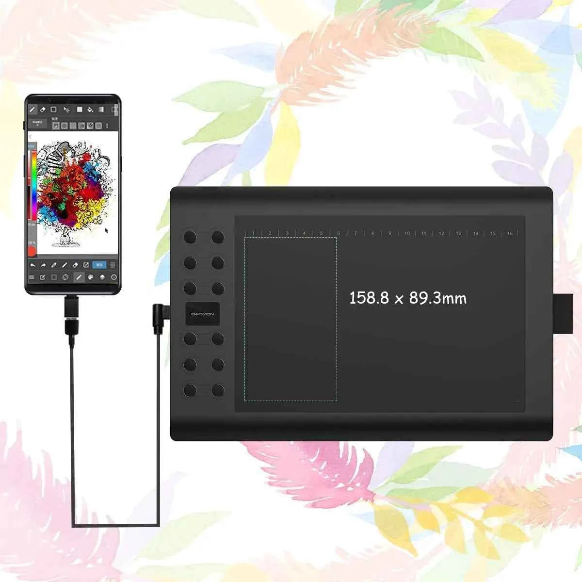 Gaomon Graphics Tablet M106K Pro 10*6.25 Inch Drawing Tablet 8192 Levels Battey-Free Stylus 28 Press Keys, Support Android Phone