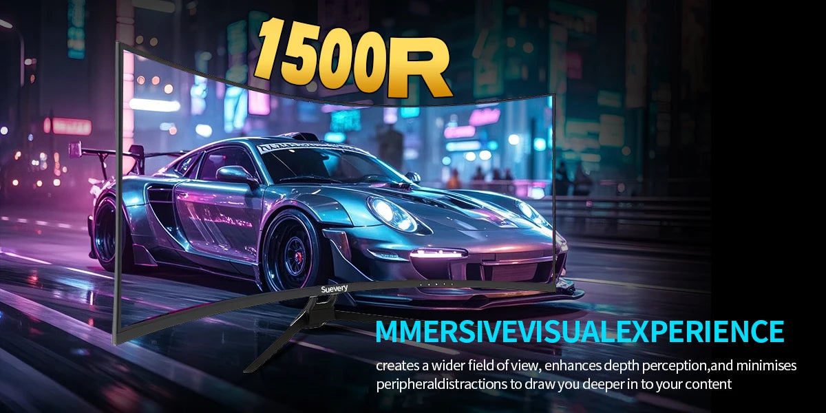 Suevery 34-Inch 4K(3440*1440) 144Hz Curved Gaming Monitor  Curved 1500R with FreeSync,HDR10, 1ms,Eye Care
