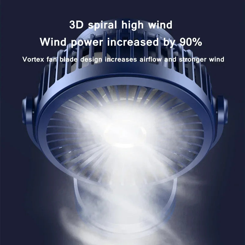 Mini 10000mAh Chargeable Clipped Fan 360° Rotation 4-speed Wind USB Desktop Ventilator Silent Air Conditioner for Bedroom Office