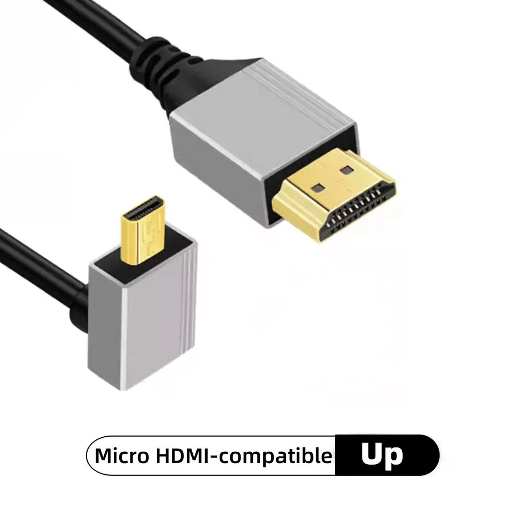 8K 90 Degree Mini HDMI-compatible, Micro HDMI-compatible to HDMI-compatible Adapter Cable for Laptop Camera Camcorder Monitor