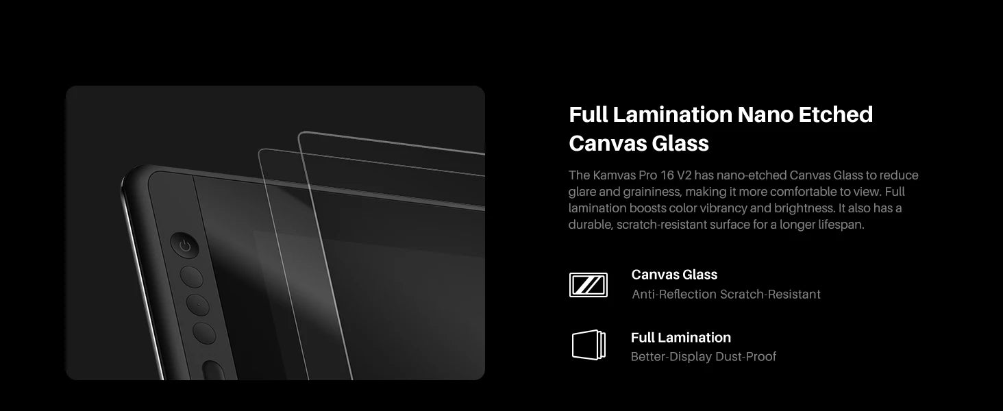 HUION Kamvas Pro 16 Graphics Tablet Display 120%sRGB Drawing Pen Tablet Monitor 8192 Levels Tilt Function Stylus Shortcut Keys