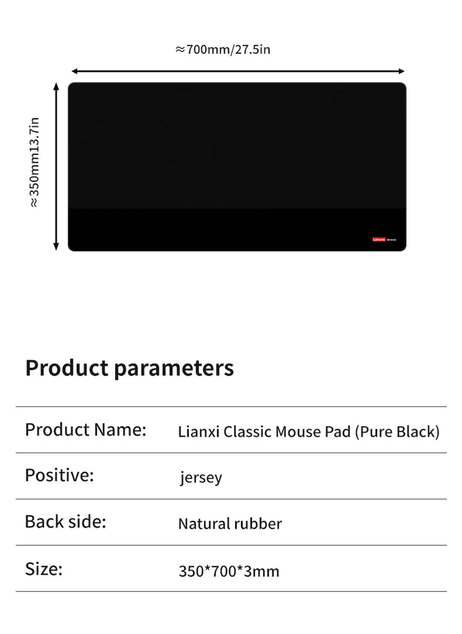 Lenovo E-Sports Gaming Extra-Thick Gaming Mouse Pad Portable Office Keyboard Desk Protector Computer Stain-Resistant Desk Pad