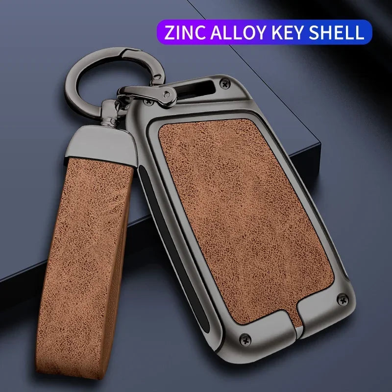New Zinc Alloy Leather Car Key Case Cover Shell For VW Volkswagen Magotan Passat B8 Skoda Superb Kodiaq A7 Car Key Accessories