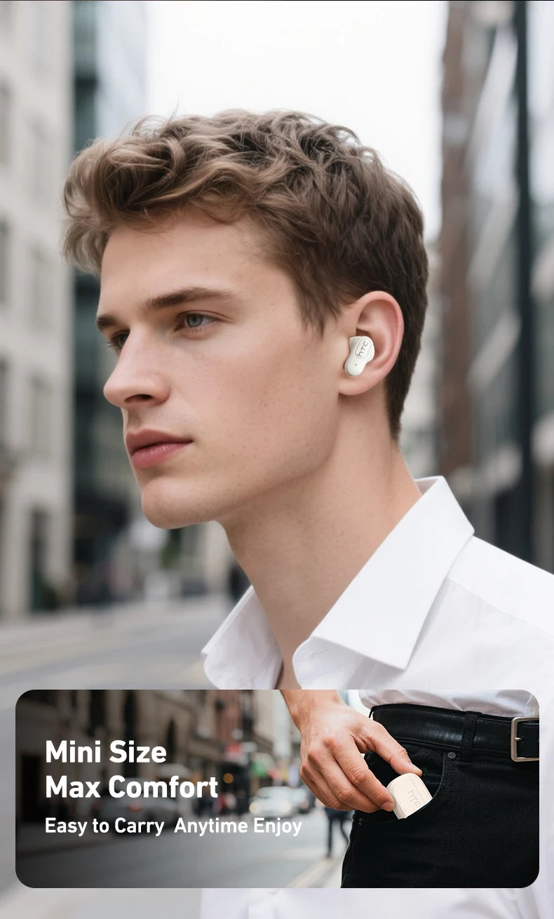 HTC NE51 Bluetooth Earphones TWS Sport Wireless Headphones Long Life with Mic In-Ear Earbuds AI Translator Earbuds