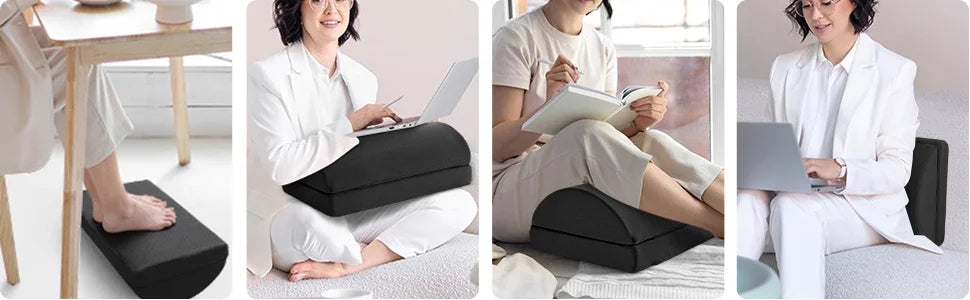 2 Adjustable Heights Foot Rest for Under Desk, Soft Memory Foam Foot Cushion Ergonomic for Office, Work, Car, Gaming, Computer