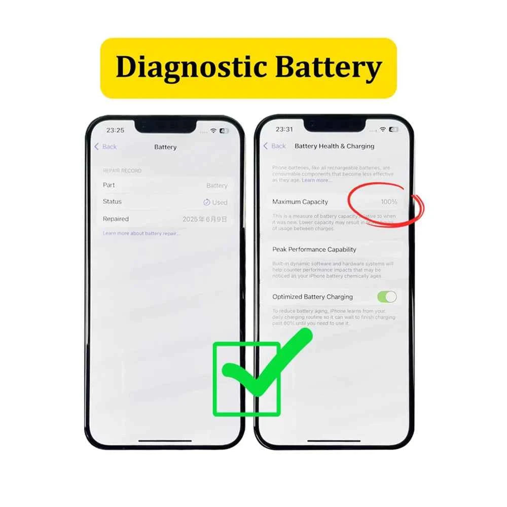 Vormir Diagnostic Battery 100% Capacity For iPhone 12 13mini 14 14Plus 15Pro Max Shows Genuine Parts No Error Message Pop up