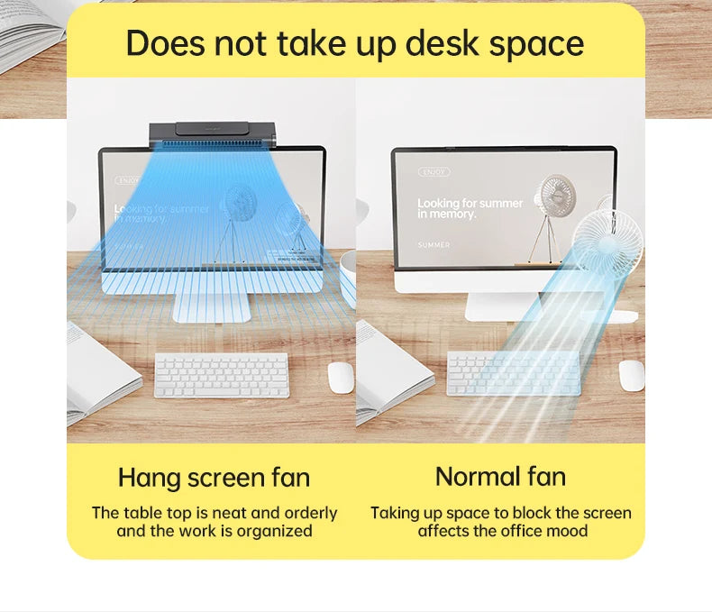 2025 Upgraded Portable Air Conditioner USB Charger Adjustable Office Computer Screen Mounted Electric Fan Desktop Tower Fan