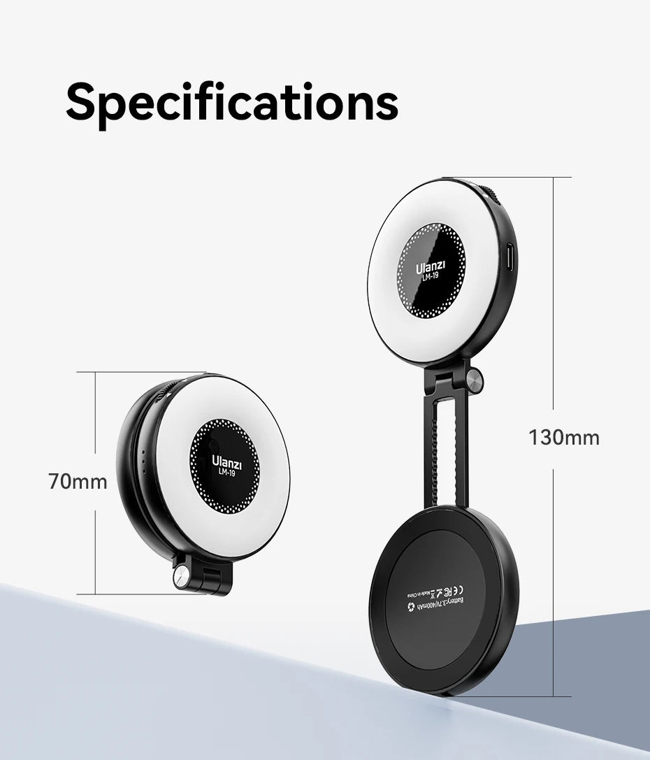 Ulanzi LM19 MagSafe Light CRI 95+ for Vlog Livestream Photograph Bi-Color Flip Fill Light Suitable for Magnetic Mobile Phones