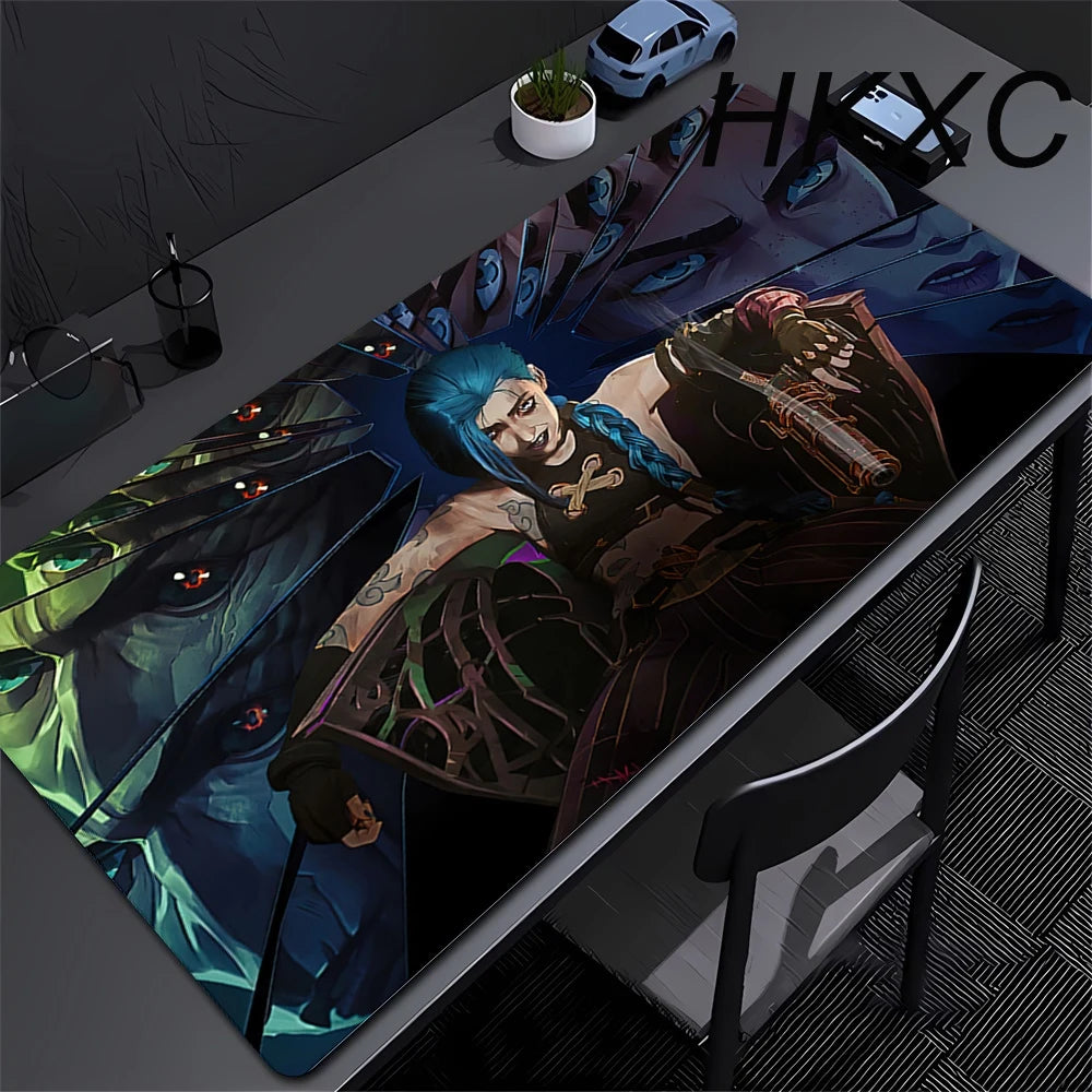 Gamer Arcane Desk Mat Large Mousepad Gamer Accessories PC Computer Keyboard Deskmat ALeague of Legends Jinx Rubber Big Mouse Pad