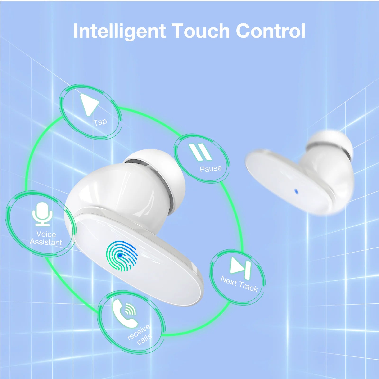 1HORA Wireless Earbuds AUT205 Long battery life Bluetooth 5.3 Earphone Type-C Charging Compatible with IOS/Android