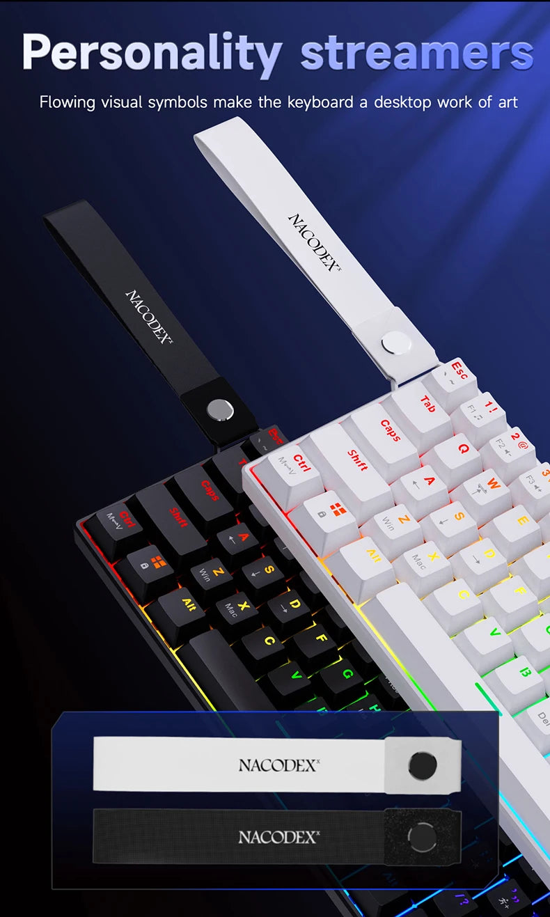 AJAZZ NK61 Wired Mechanical Keyboard, Mixed Backlight, Compact Mini Layout, Detachable USB-C Cable, Keycap Puller Included