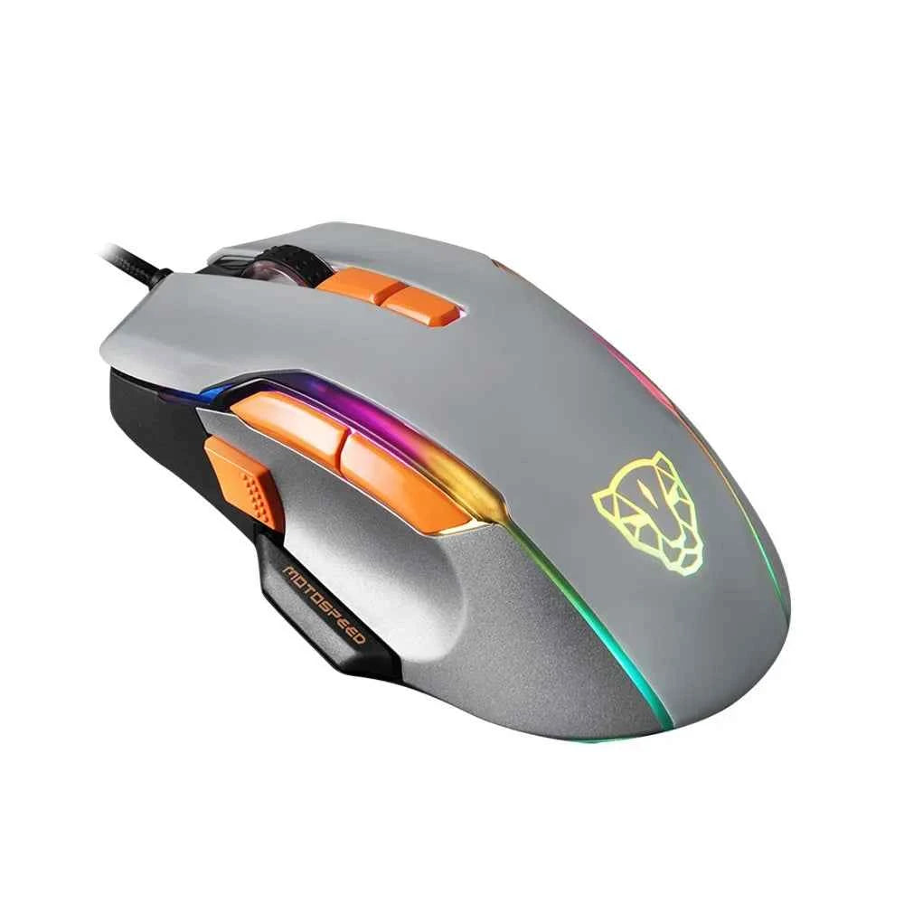 Motospeed V90 Wired Gaming Mouse RGB Backlight 8 Adjustable 50000 DPI Office Game Mouse Macro Drive PMW3325 For Laptop PC