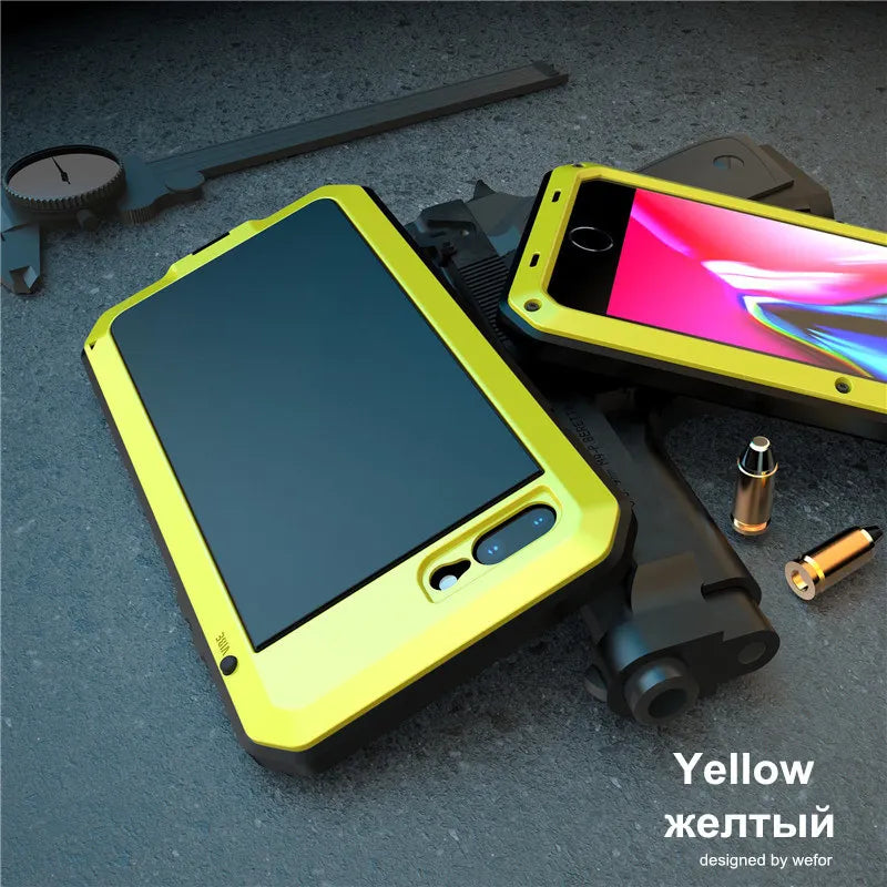 Metal Aluminum Armor doom Shockproof Case for iPhone 14 13 11 12 Pro XS MAX mini SE XR X 6 6S 7 8 Plus Outdoor Military Cover
