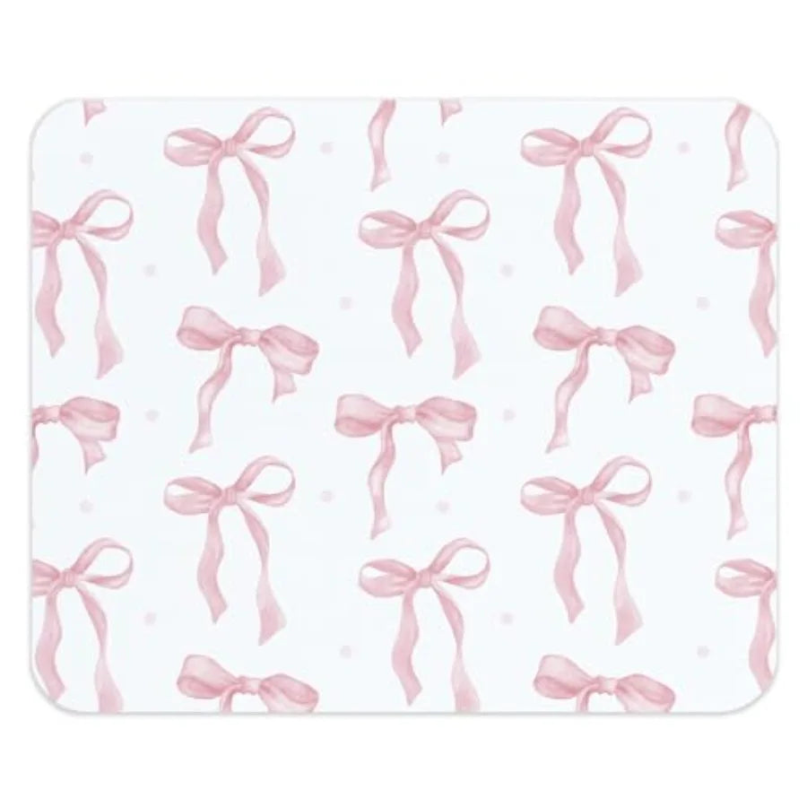 Coquette Pink Bow Mouse Pad, Preppy Girly Blue Mousepad for Work Office, Trendy Decor for Desk, 9.5x8 Inch