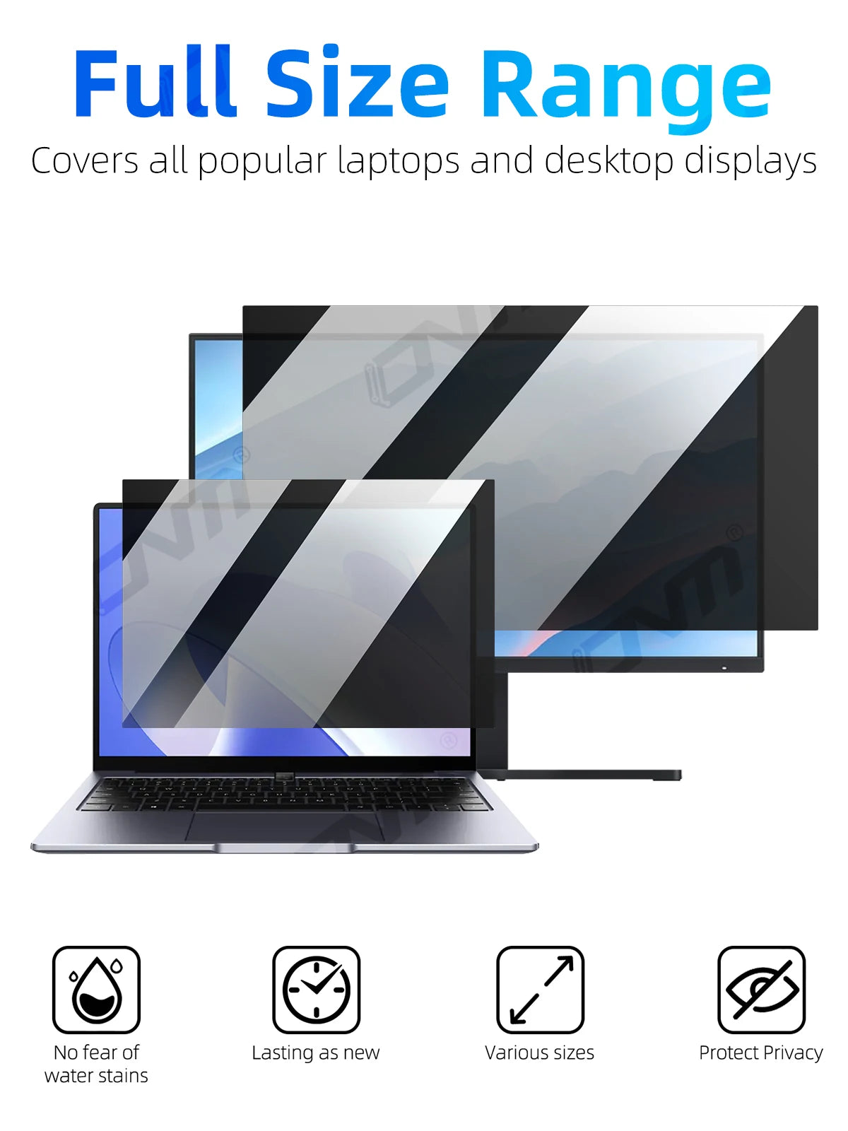Privacy Screen Protector 11.6-32 inch 16:9/16:10/5:4 Laptop Desktop, 28° Anti-Spy Anti-Glare Matte Blue Light Filter Film 0.45mm