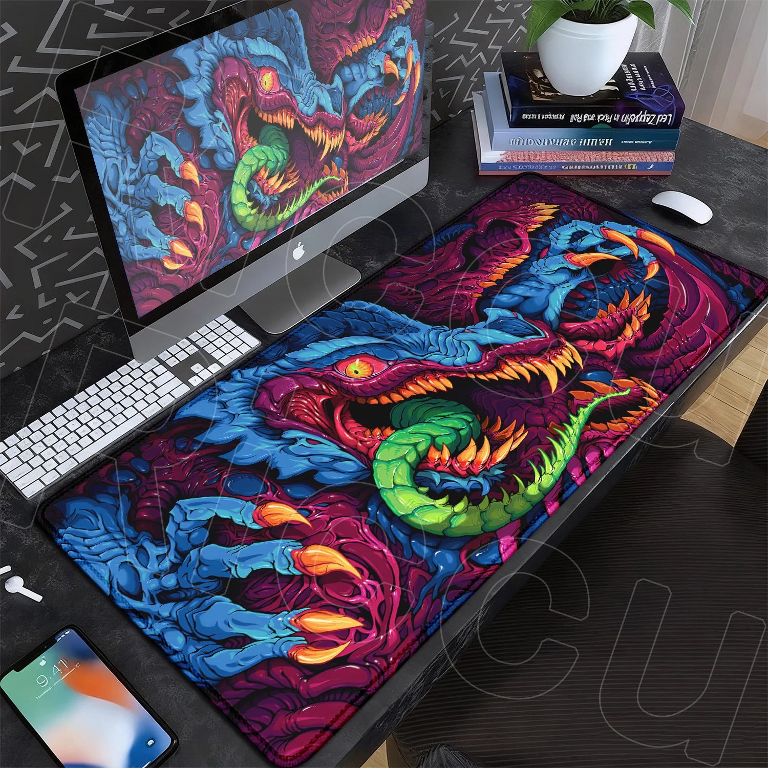 60x35cm Company Office Mice Extend Carpet XXL Hyper Beast Non-slip Rubber Mouse Pad Keyboard Gaming Accessories Cool Monster Mat