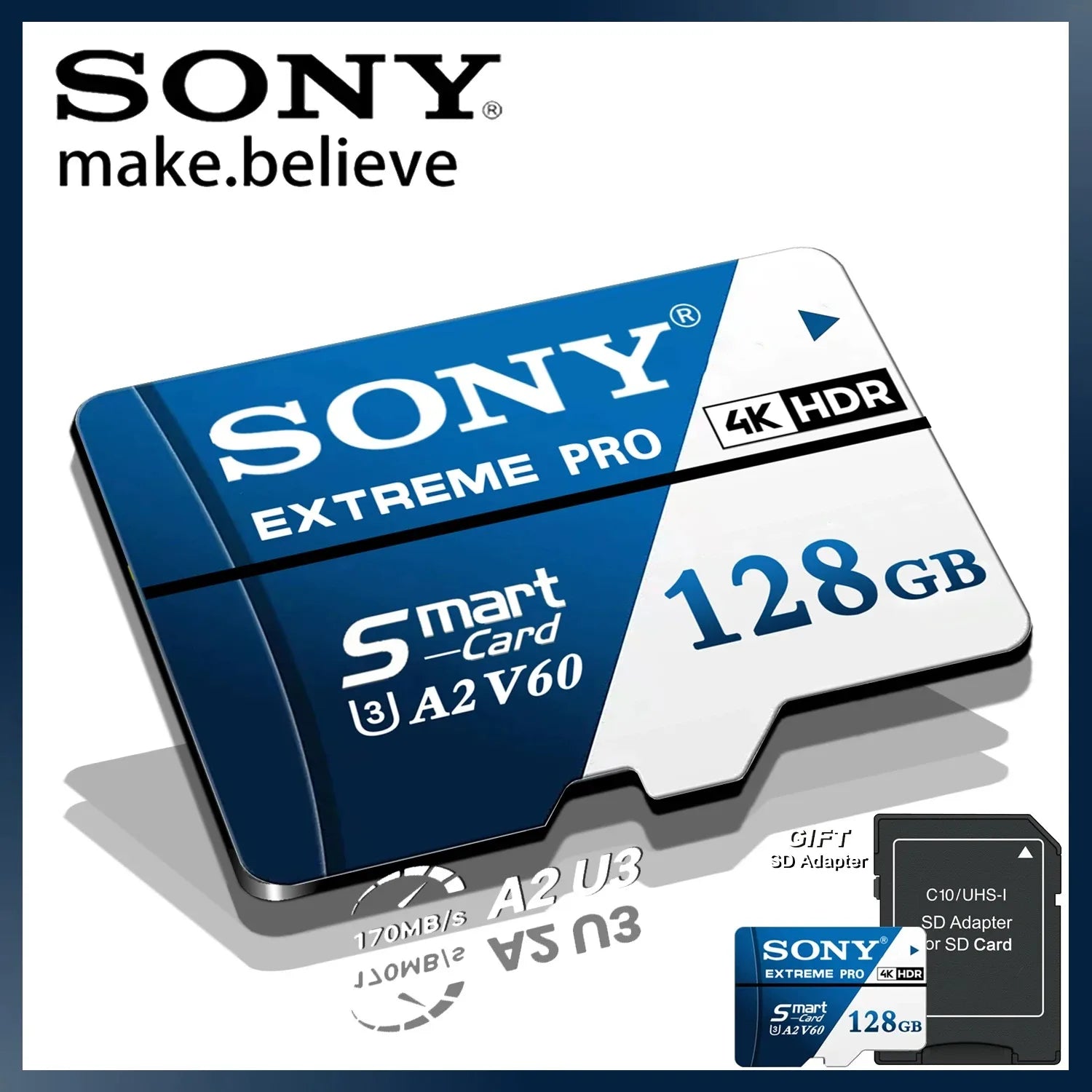 Sony microSDXC Memory Card – U3 V60 A2 High-Speed Storage (64GB–1TB)