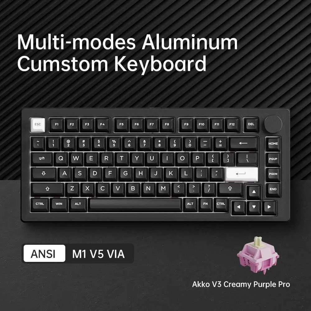 Akko MonsGeek M1 V5 Three-mode Mechanical Keyboard/Barebone Kit VIA 75% 3/5 Pin Customized Hot Swap RGB Rapid Disassemble Gasket