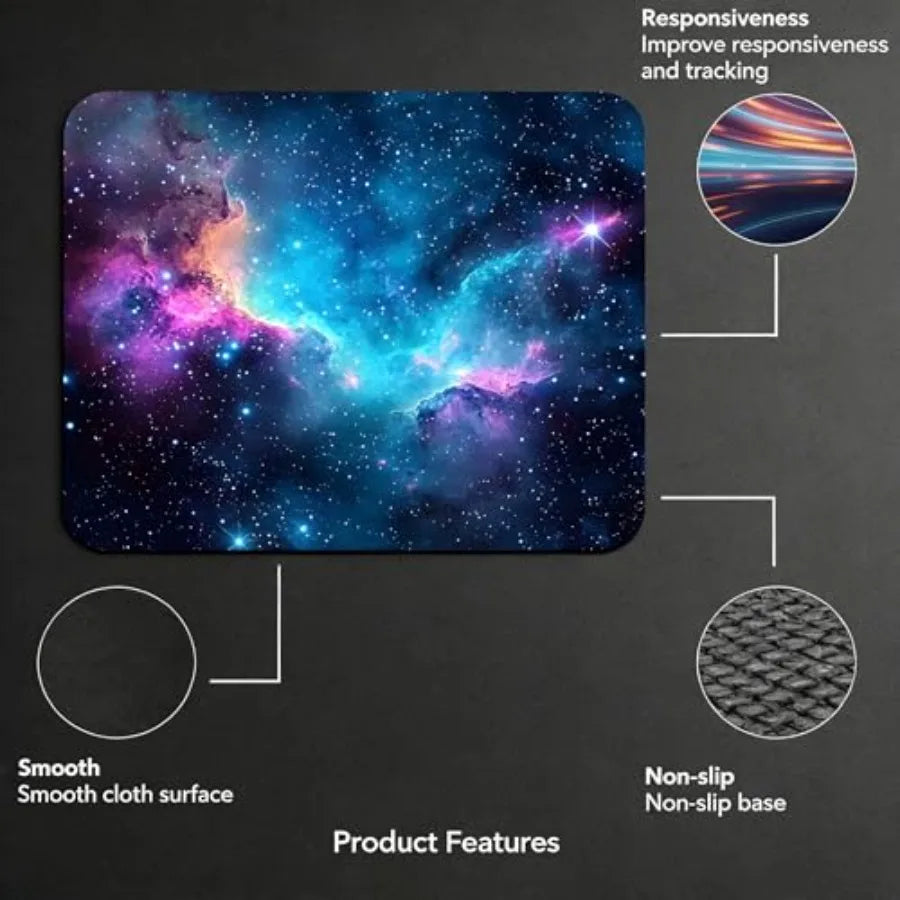 Universe Space Mouse Pads for Desk, Portable Computer Mouse Pad Small Square Mousepad, Non-Slip Rubber Base Design for Office D