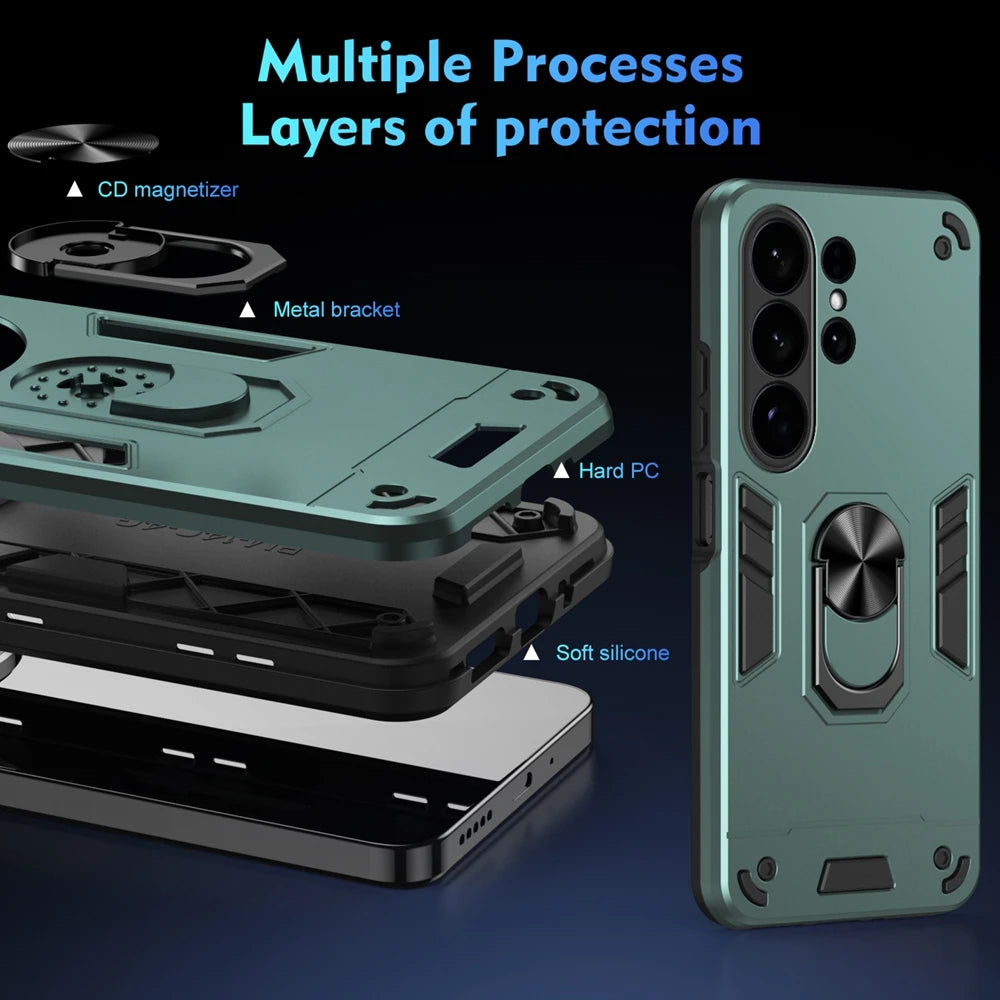 Armor Shockproof Lens Protect Phone Case For Samsung Galaxy S26 Ultra S 26 Plus S26 5G Finger Ring Holder Magnetic Cover