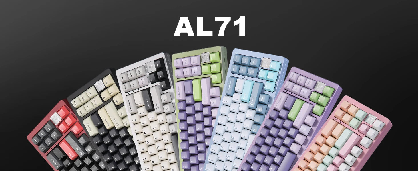 YUNZII AL71 Aluminum Mechanical Gaming Keyboard, Hot Swappable Gasket Custom RGB Wireless Keyboard, 71 Key Full CNC Study Keeb