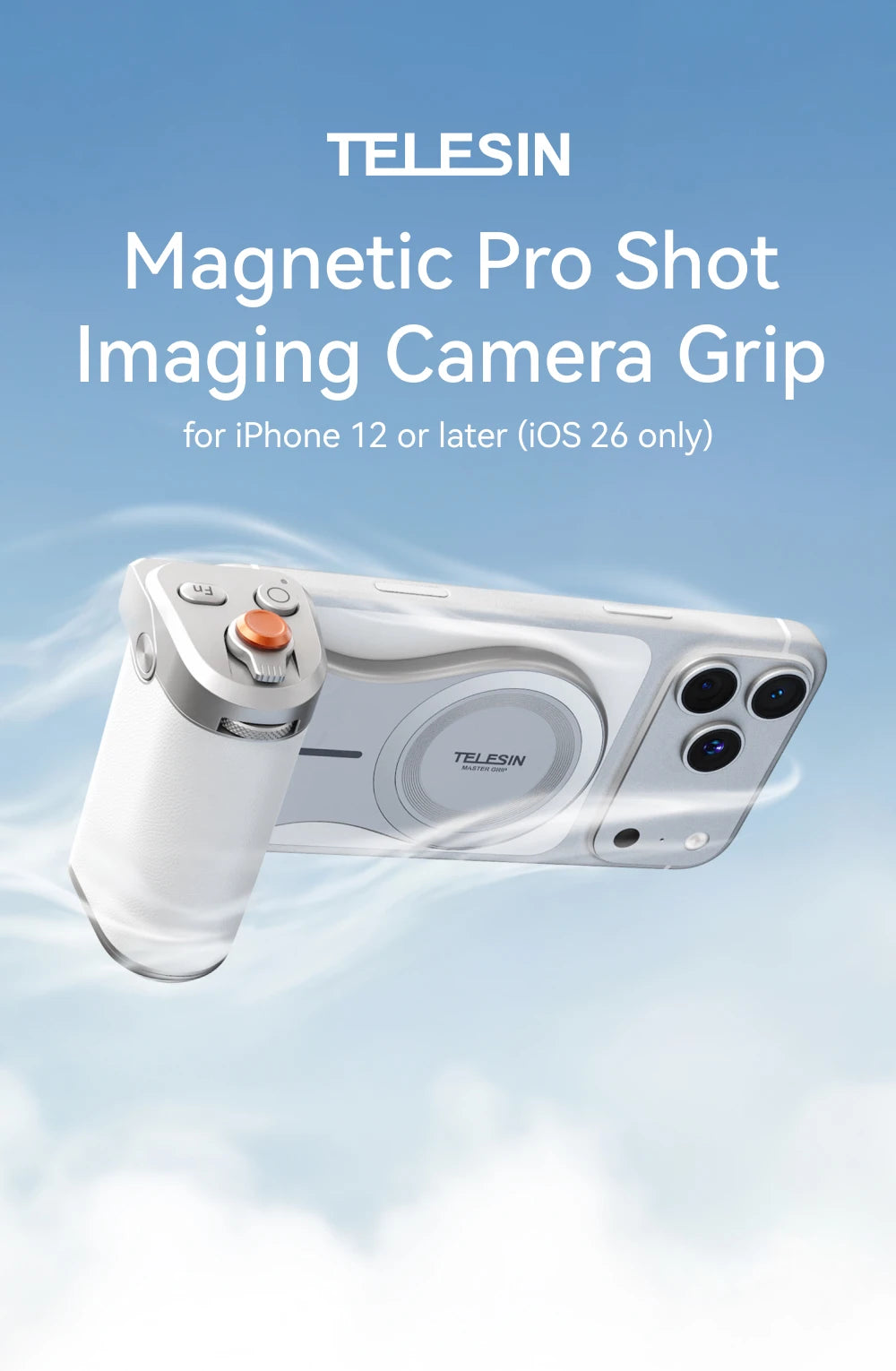 TELESIN Magnetic Phone Camera Shoot Hand Grip 3200Mha Powerbank Wireless Charging Phone Holder Shooting Aid for Iphone Andriod