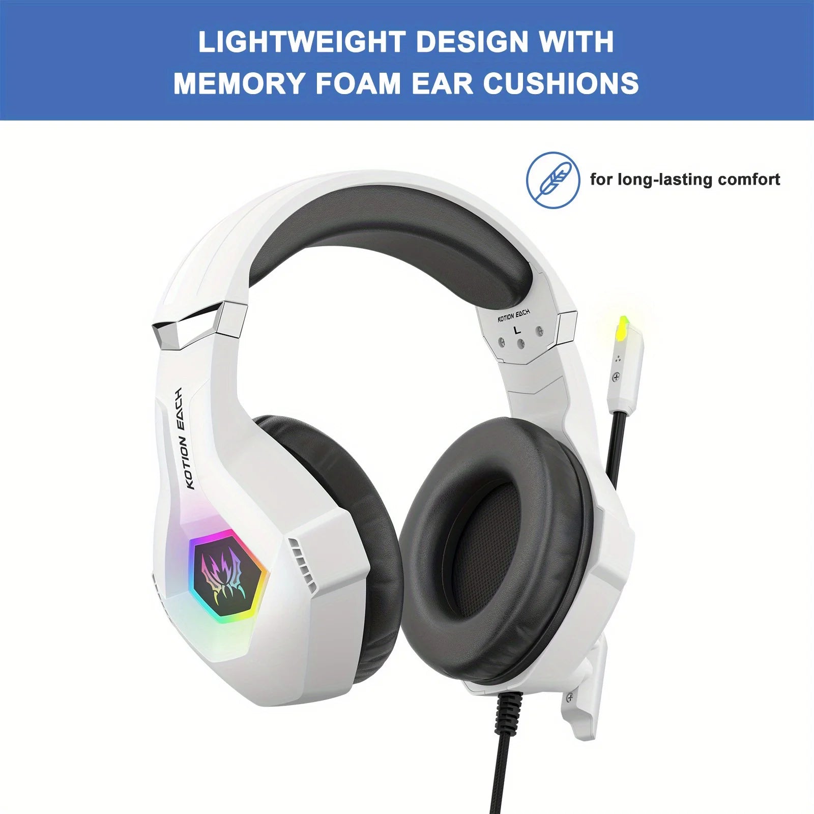 GS450 Head Mounted Esports Earphones, 50mm jack adjustable headband to adapt to different head circumferences, noise cancelling microphone for virtual surround sound, compatible with PC/PS5/Switch/mobile phone for esports, li