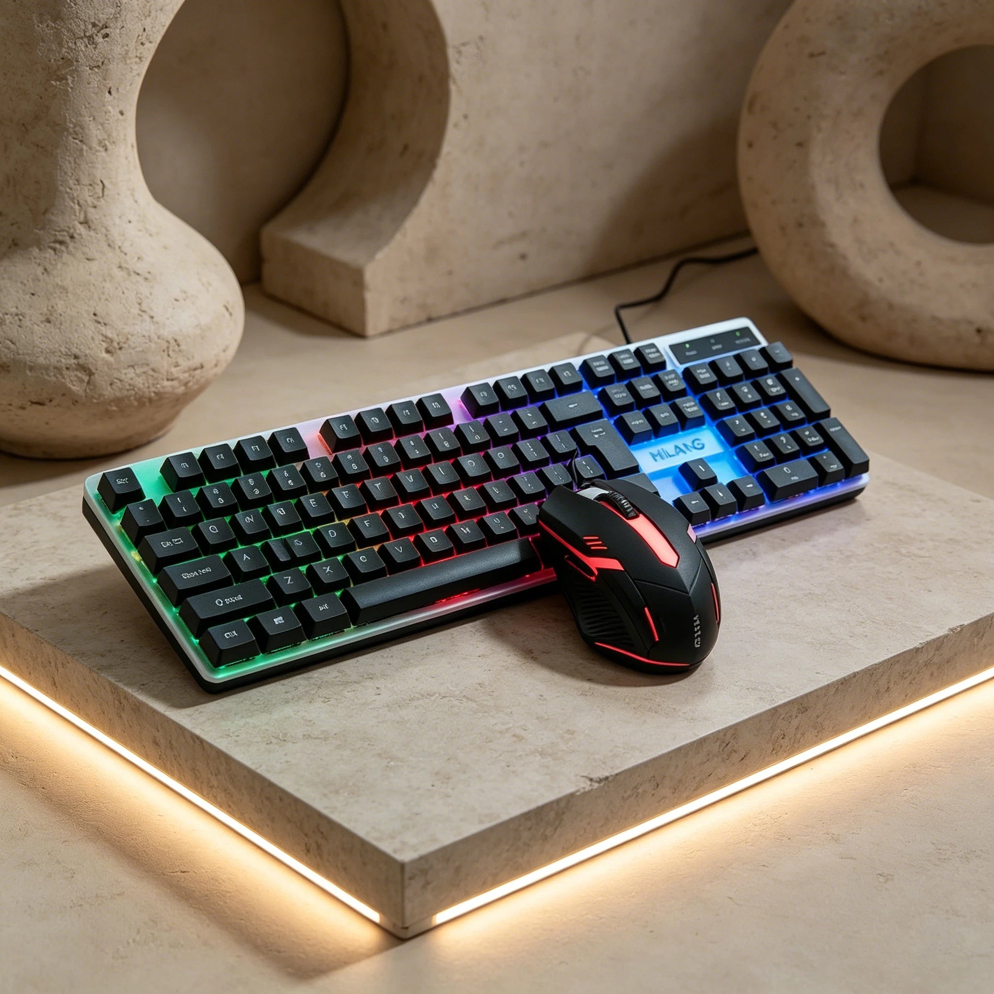 RGB Backlit Wired Gaming Keyboard, Rainbow LED Mechanical-Feeling Keyboard, Silent Keyboard, Suitable For PC Gamers, Compatible With Windows, Laptops, Desktops, Plug And Play, Durable Detachable ABS Keycaps, Suitable For Gami