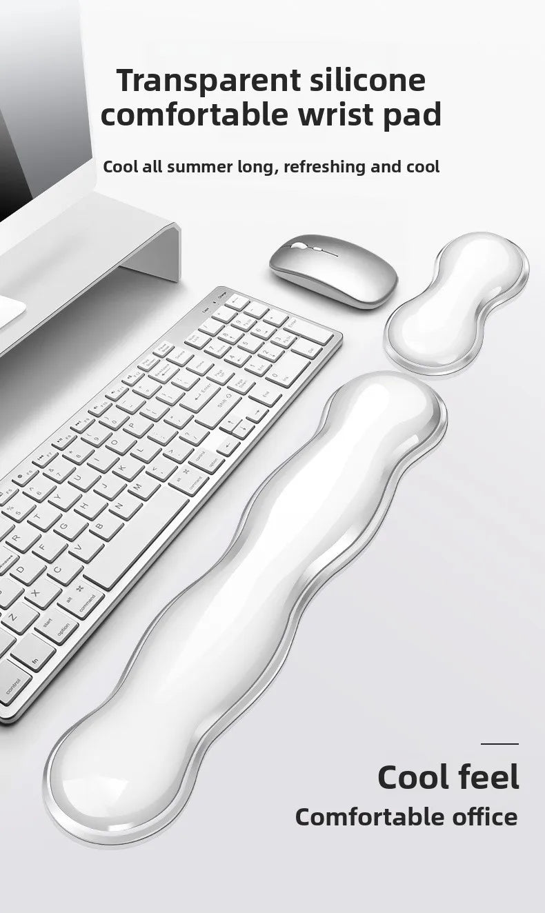 Silicone Keyboard Mouse Wrist Rest Support Ergonomic Wave Hand Pad Cushion Comfortable Soft for Gaming Office Computer Laptop