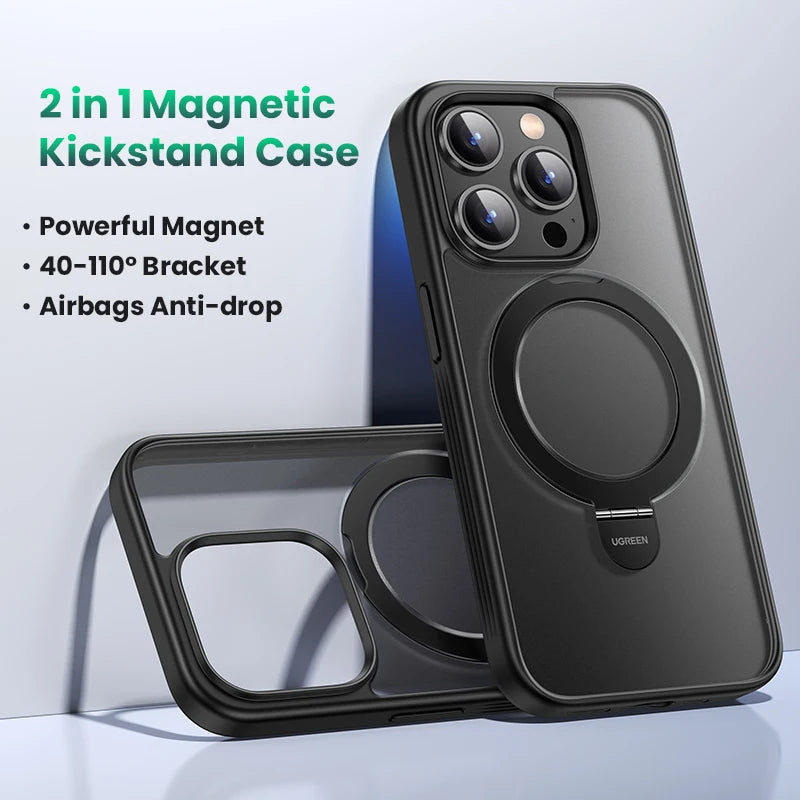 Magnetic Stand Case for iPhone 15 Pro Max Shockproof Cover for iPhone 15 Pro Case with Kickstand Ring