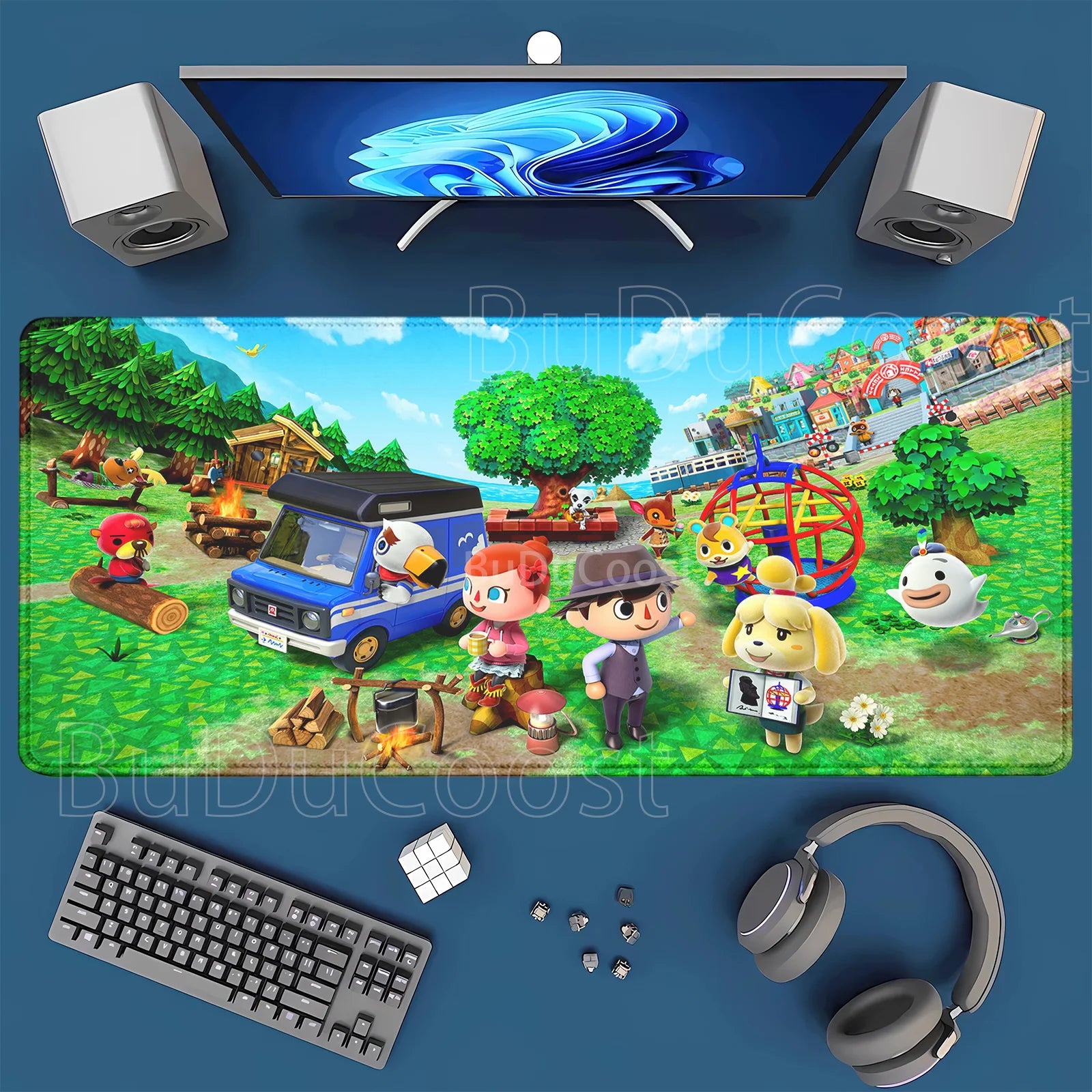 Large Kawaii Mouse Pad Non-Slip Gaming Cute Cartoon A-Animals Laptop Gamer Crossing Mousepad HD Printing XXL 400x900mm Desk Mat
