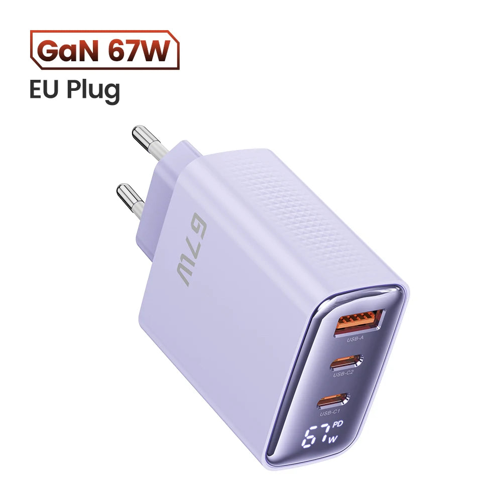 Toocki 67W GaN USB Type C Charger Digital Display 65W 45W PPS PD QC4.0 Quick Charge For Macbook Laptop IPAD Tablet iPhone 15 14