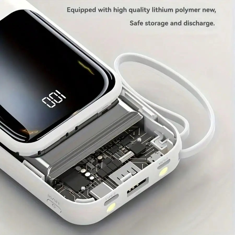 10000mAh Portable charger for phone, Power Bank Built-in 4 Cables and Flashlight ,PD22.5W Fast Charge USB C Battery Pack Compatible with IPhone and Sumsang Android,etc, Camping Travel Essentials