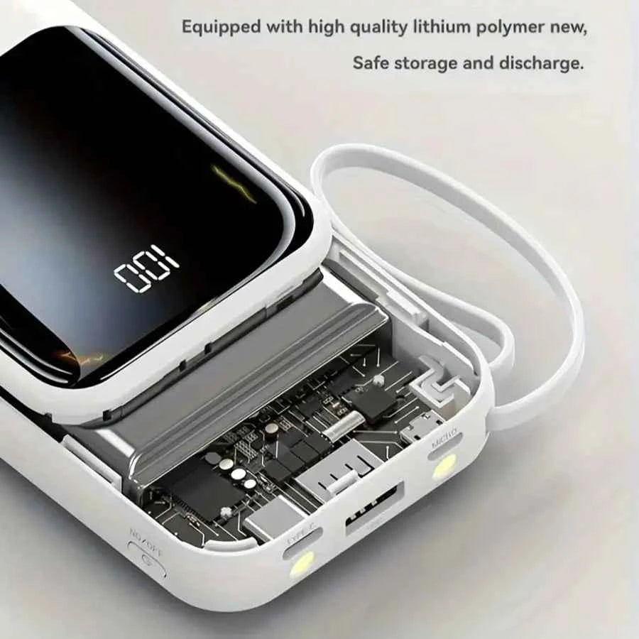 10000mAh Portable charger for phone, Power Bank Built-in 4 Cables and Flashlight ,PD22.5W Fast Charge USB C Battery Pack Compatible with IPhone and Sumsang Android,etc, Camping Travel Essentials
