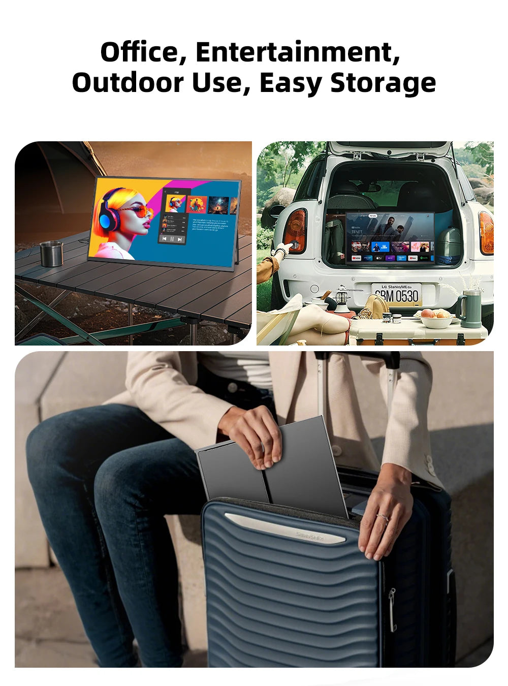 UPERFECT 22' 2K Portable Monitor W/VESA & 180° Adjustable Stand 2560 * 1440 QHD FreeSync IPS HDR Large Gaming Display For Travel