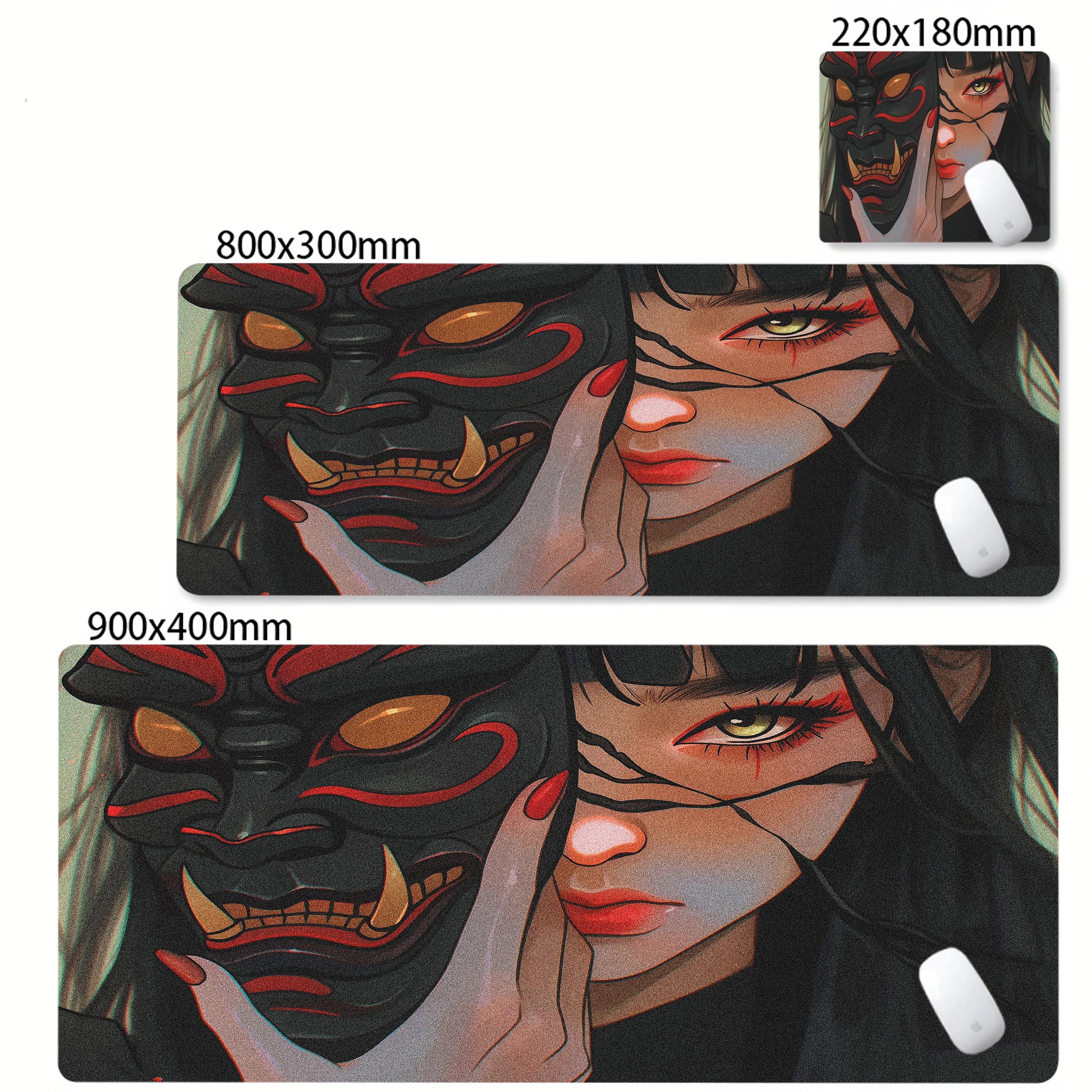 Mask Anime Girl Mouse Pad Large Computer Office Game Table Mats XXL Rubber Anti-slip Gaming Keyboard Mousepads Long Desk Pads
