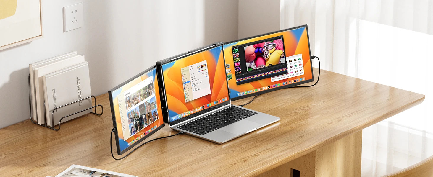 15.6inch Triple Screen Extender For Laptops 1080P FHD IPS Portable Dual External Monitors For Macbook Windows Extension 13-17