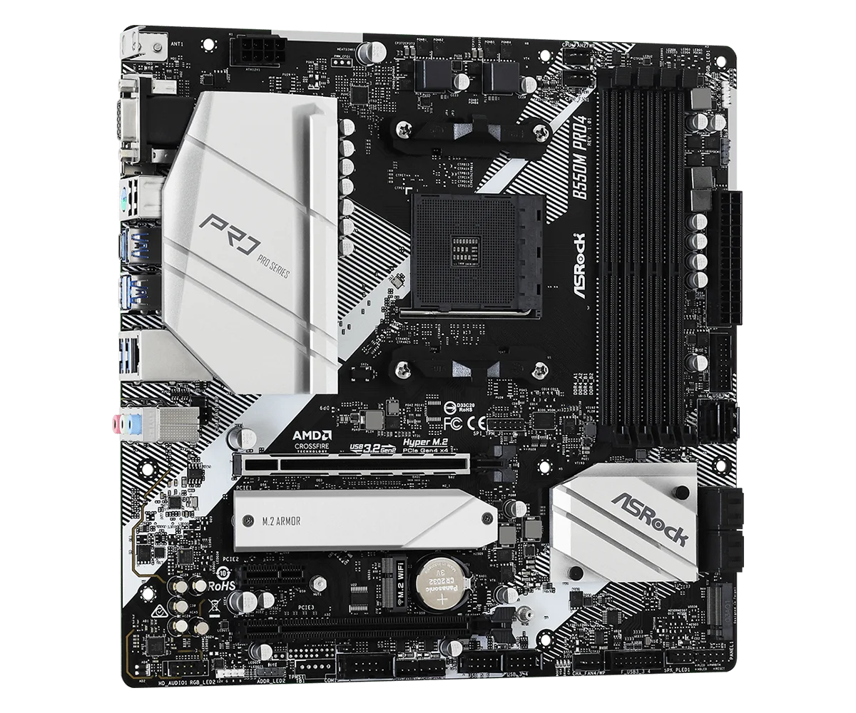 ASRock B550M Pro4 Motherboard Socket AM4 AMD B550 support Ryzen 5 5600 4500 3200G 3600 5700X cpu DDR4 128GB NVMe SSD Micro ATX - WinSupport Tech