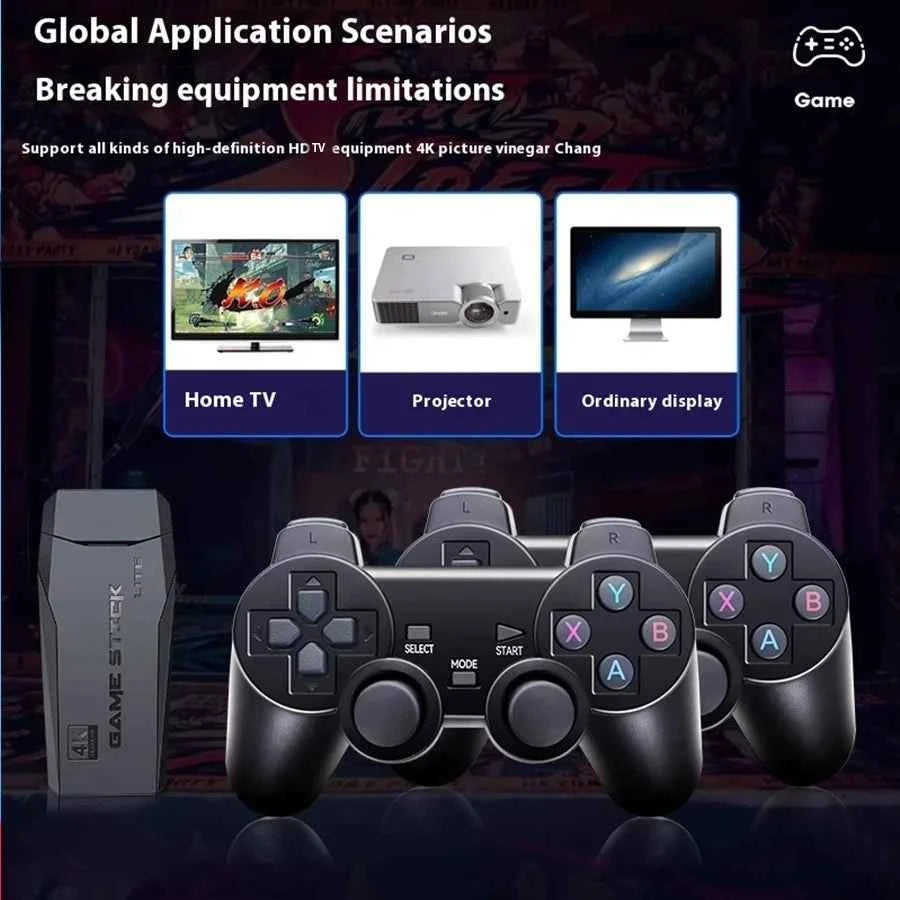 Basix 2.4G Dual Wireless Video Game Stick Joystick Console Gaming Stick 4K 20000+ Gaming 64GB Retro Gaming Thanksgiving Gift